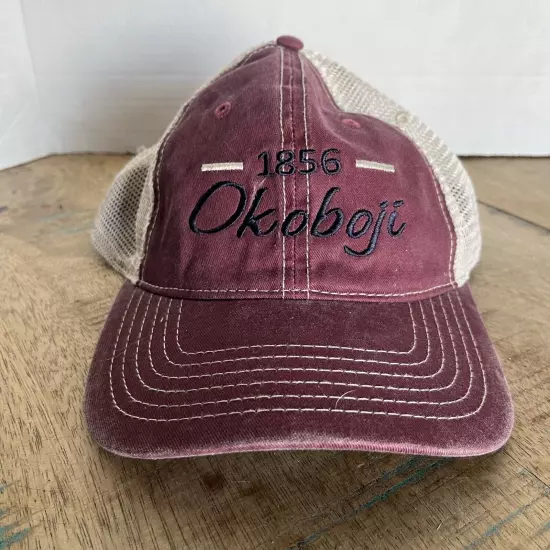 Okoboji Hat Red Jacobson Hat Adjustable Adult Size Red Hat Baseball Cap