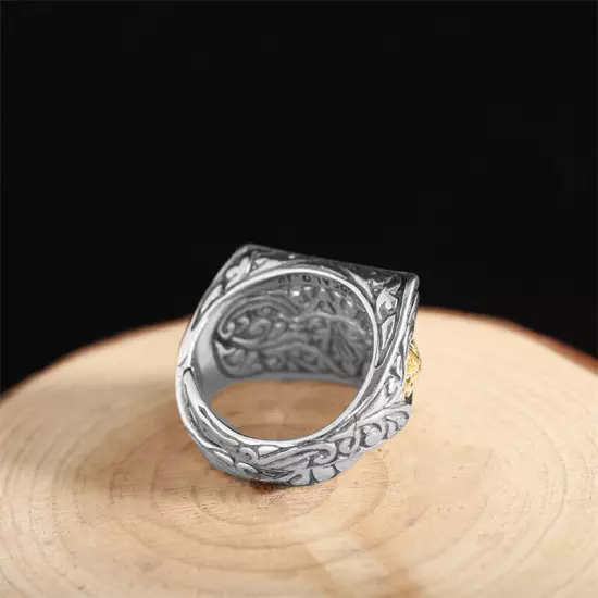 Solid 925 Sterling Silver Open Size Ring Band for Mens Retro Hip Hop Eye Of Evil