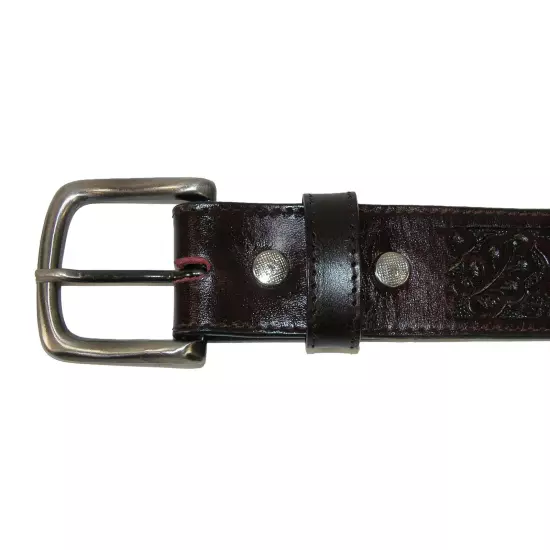 New CTM Embossed Leather Money Belt with Removable Buckle