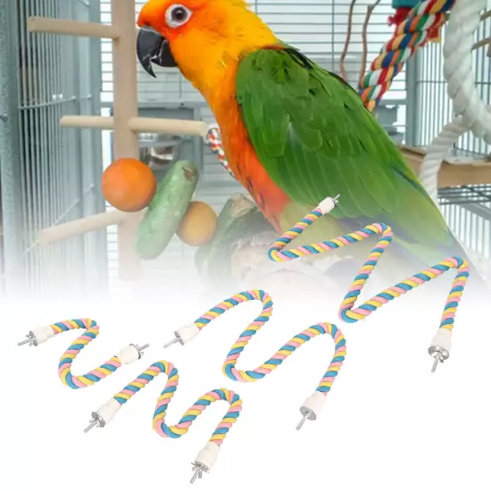 Bird Cotton Rope Perch Colorful Bendable Safe Climbing Parrot Rope Toy