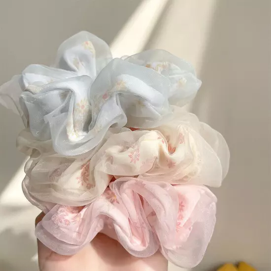 10Pcs Women Hair Scrunchies 2-Layer Organza Elastic Hair Bands Scrunchy Rope Tie