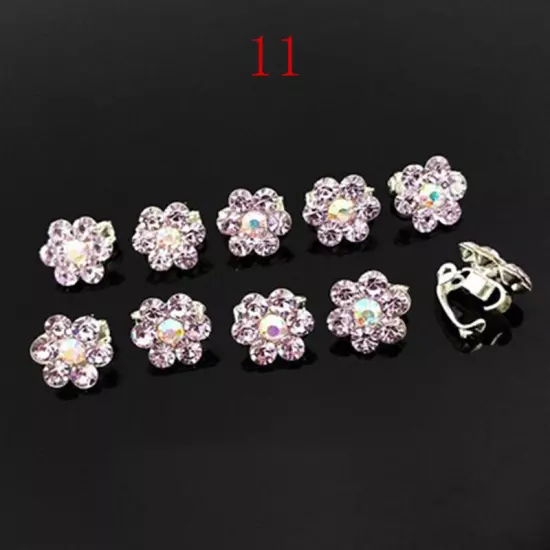 10PC Mini Claw Clamp Sweet Girls Hair Clip Metal Rhinestone Crystal Flower WOMEN