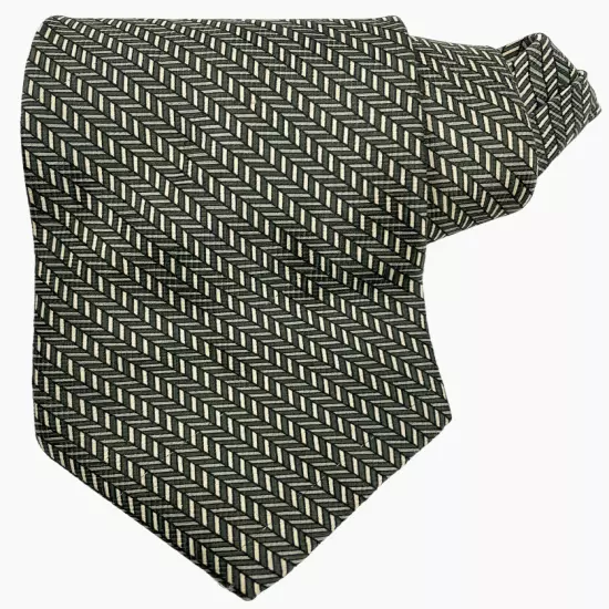 Gianni Versace Silver Gray Striped Geometric Necktie Silk Tie Men's 4" x 57"