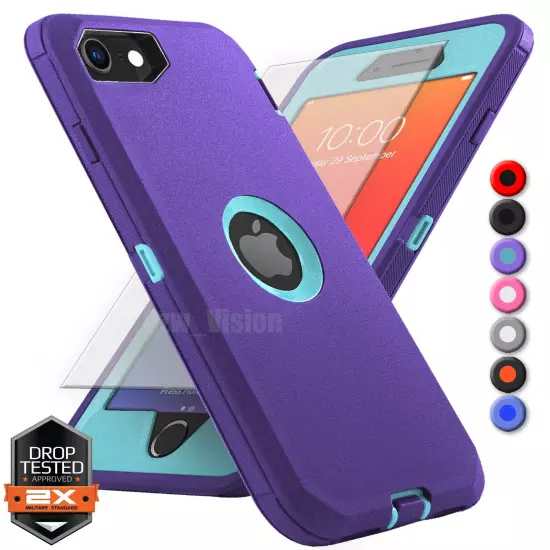 For Apple iPhone 6 7 8 Plus SE 2nd 3rd Shockproof Case Cover + Screen Protector