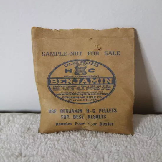 Vintage Benjamin H. C. Air Rifle Pellets Sample Pack .22