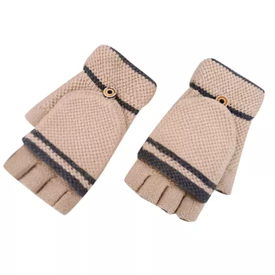 Winter Knitted Flip Gloves For Men And Women Adult Fingerless Reverse Cover Warm