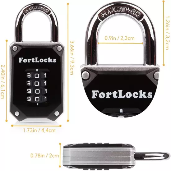 2 Pack - Heavy Duty, Waterproof, Resettable Combination Lock, 4 Digit, Silver