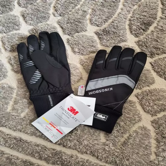 KINGSBOM Adult Large -40℉ Winter Waterproof 3M Thinsulate Gloves - Black