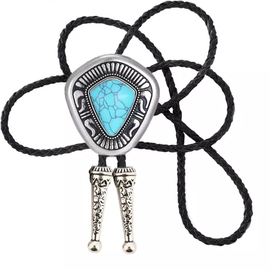 Turquoise Bolo Tie for Men, Leather Braided Tie-exquisite 