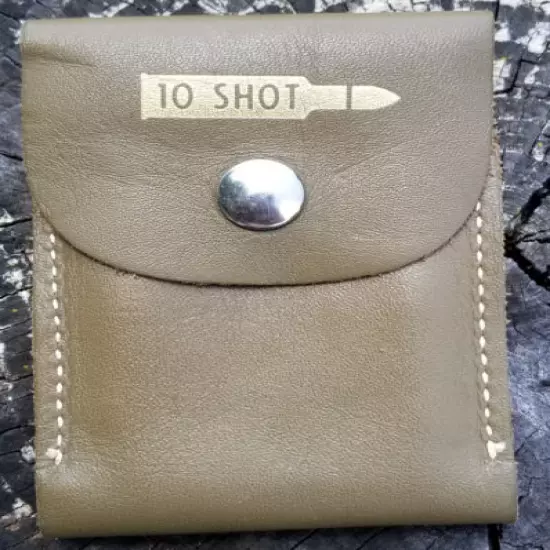 Vintage 10 Shot Military Olive Green Bullet Holder Pouch Case for use with belt