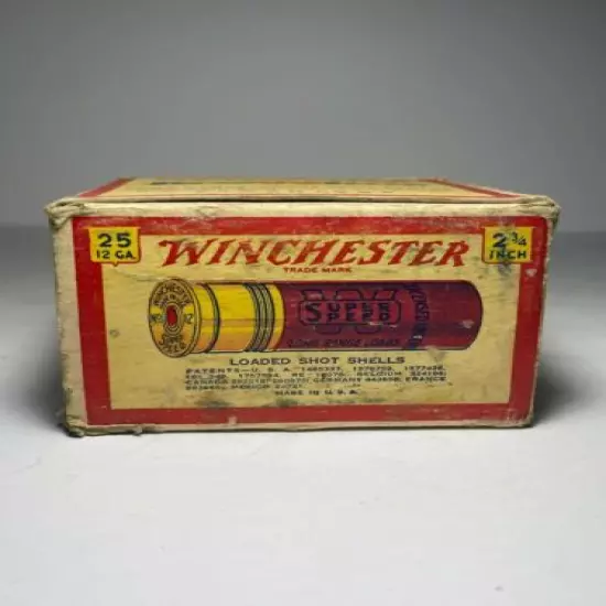 Vintage Winchester Super Speed 12 Gauge Smokeless Shotgun Shell Box