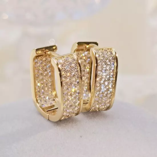 925 Silver Hoop Earrings Cubic Zircon Fashion Wedding Jewelry Women Gifts A Pair