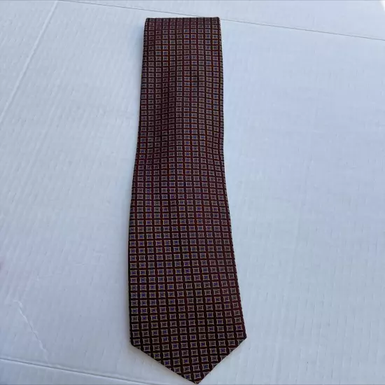 Robert Talbott Mens Tie Best of Class Brown Red Geometric Silk Hand Sewn USA