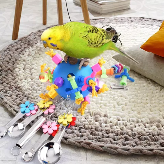 Bird Toys, Parrot Pull Spoons Colorful Acrylic Stick Toys Bird Chew Toys for Ama