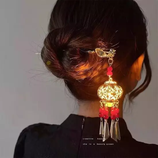 Chinese Style Luminous Antique Hairpin Hair Ornaments Lantern Tassel Hairpin ρ