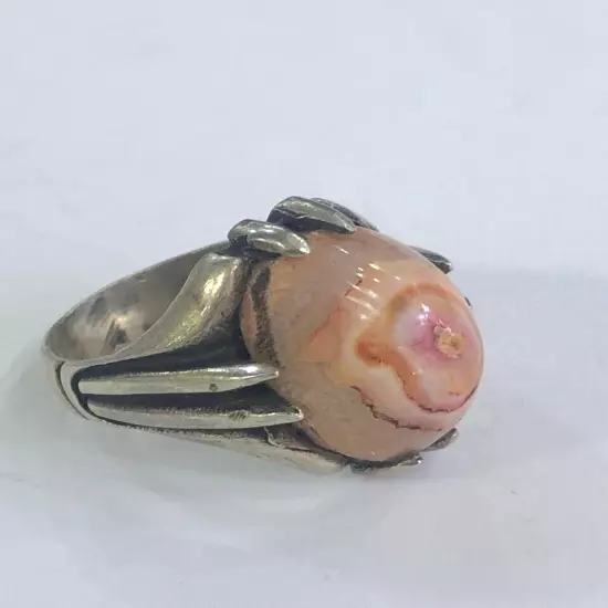 Men Silver Ring 925 Sterling Yemen Agate Aqeeq خاتم عقيق سليماني عين ايراني