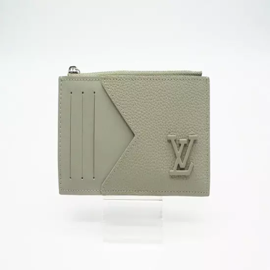 LOUIS VUITTON LV Aerogramme Coin Card Holder Case Purse Green Leather M82282