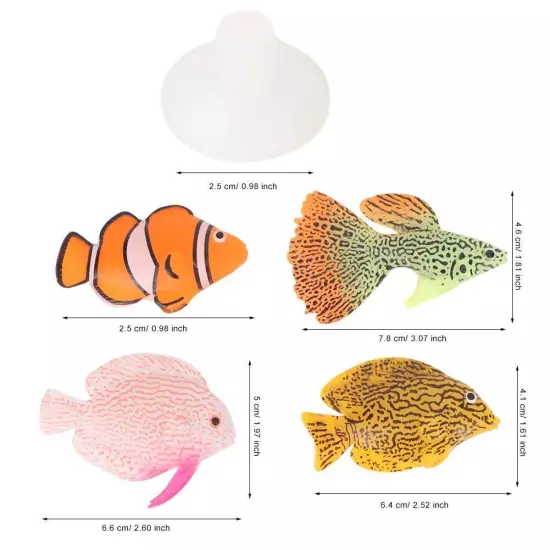 4Pcs Artificial Silicone Tropical Fish, Aquarium Artificial Fishes Glowing Ef...