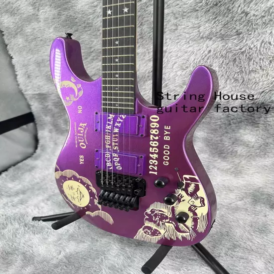 ST Custom Purple Ouija Electric Guitar Black Part Basswood Body High Quality