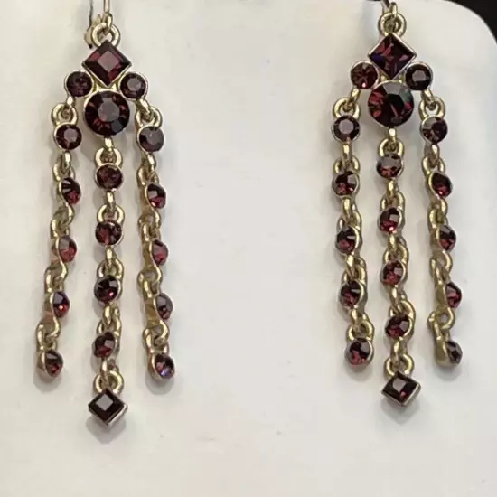 Givenchy Rich Brown Rhinestone French Lever back Chandelier Earrings