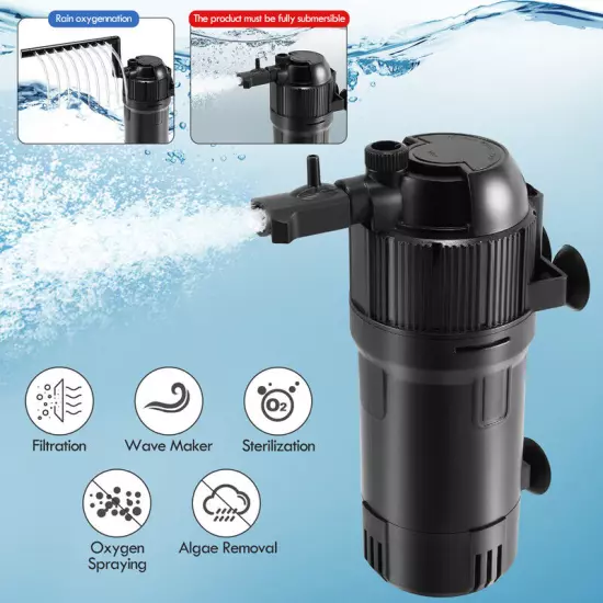 Internal Oxygen Water Filter Submersible Fish Tank Air Pump Aquarium Wave Maker