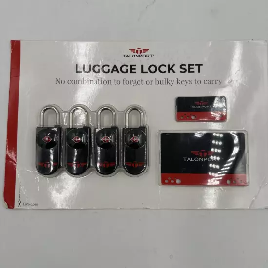 Keyless TSA Approved Luggage Locks w/ Card Keys No Combo Travel Sentry 4 Pack