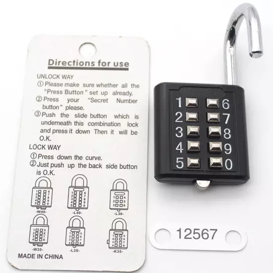 Padlock - Digits Combination Lock,Button Combination Security Padlock Digital...