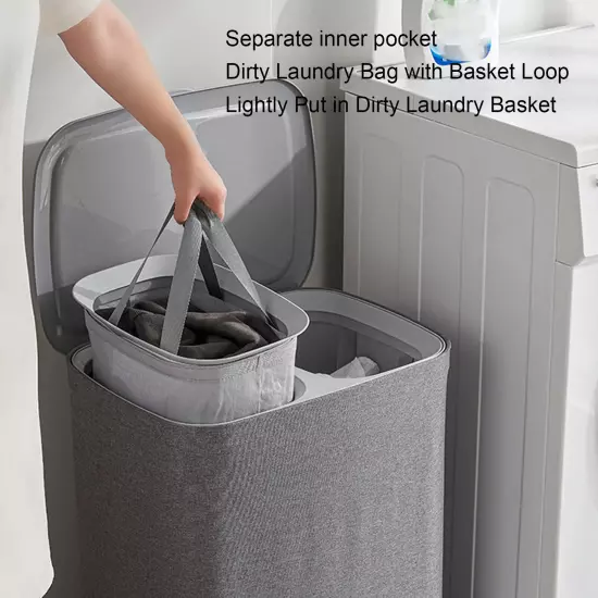 S 50L Laundry Hamper With Handles Lid Detachable Bag Fabric Laundry