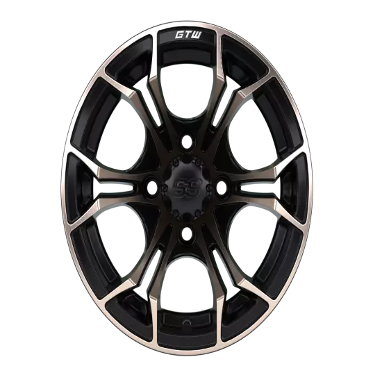 Set of 4 GTW 12" Spyder Matte Bronze Golf Cart Wheels on 19" Radial Street Tires