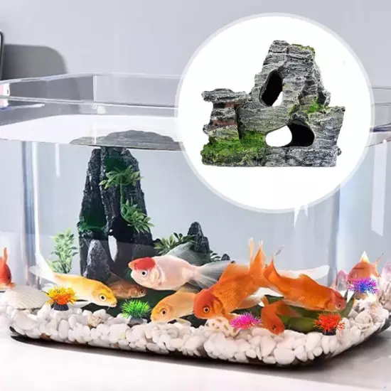 Aquarium Mountain Ornament Fish Tank Decor Decoration View Stone Cave Rock'