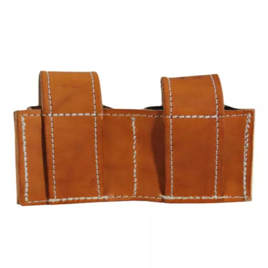 New Barsony Saddle Tan Leather Revolver Double Speed Loader Pouch .22 .38 .357