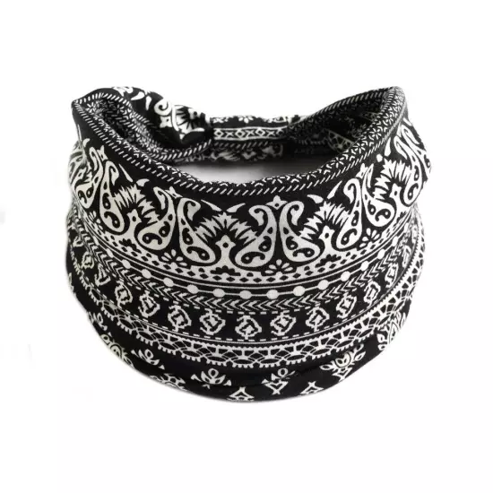 BOHO Wide Women Stretch Headband Turban Sport Yoga Knotted Hair Band Head Wrap N