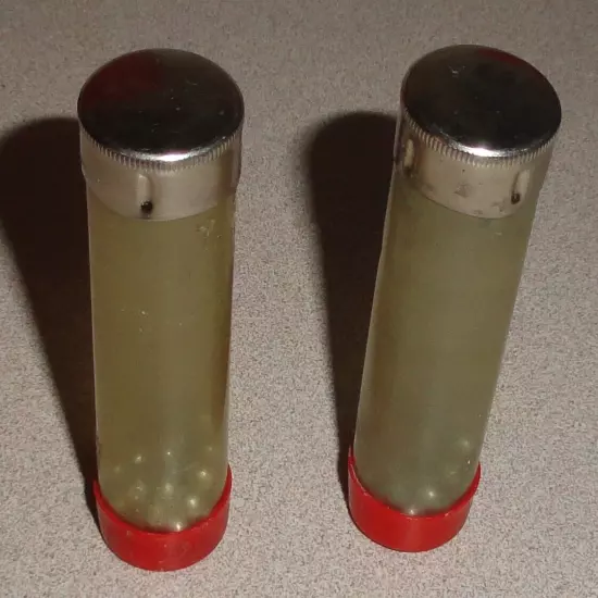 Two Collectable Vintage Old BB Gun Ammo Pellet Tubes - Both w/ Metal Cap Ends