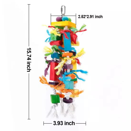 Bird Toys, Parrot Chewing Toy, Multicolored Wooden Blocks Tearing Toys for Af...