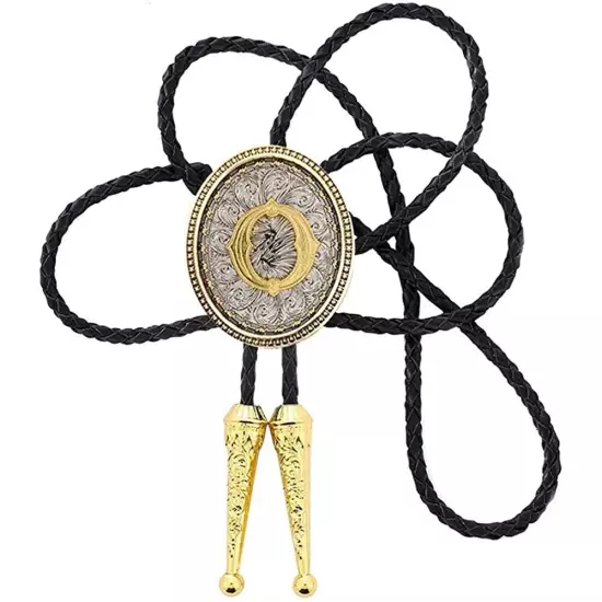 Bolo tie for Men Western Cowboy Golden Initial Letter A to Z Costume Bolo ties