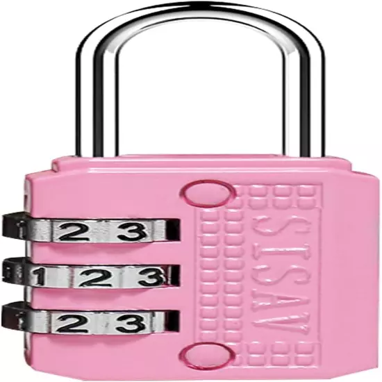 3-Digit Combination Lock – Pink Gym, Outdoor Padlock for School Lockers & Tool