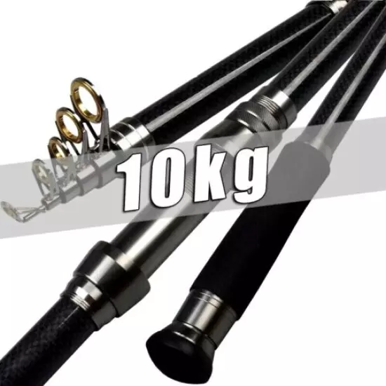 Carbon Fiber Fishing Rod Pole Spinning Rock Telescopic Super Hard Portable Black