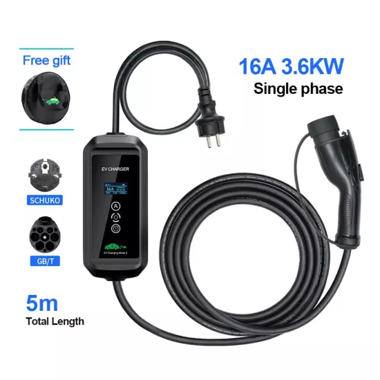 EV Charger 16A 3.6KW GBT Type 2 Type 1 Charging Wallbox Tuya APP Wifi Timer