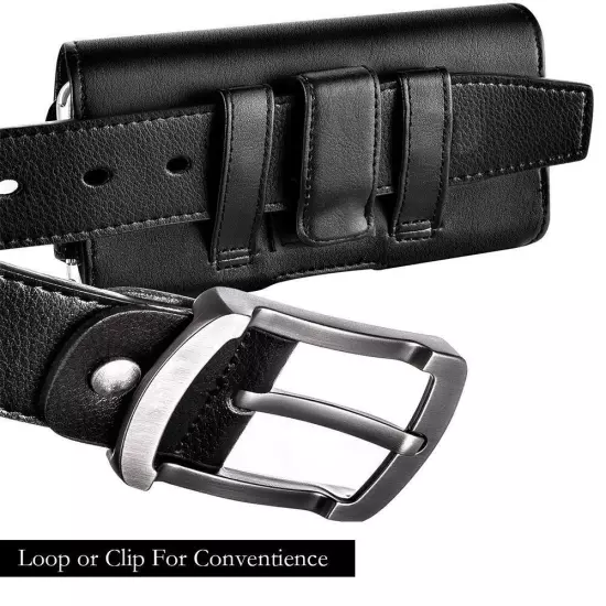 BLACK Leather Pouch Belt Clip Loop For iPhone 16 PRO MAX 16 PRO Fits w/ Otterbox