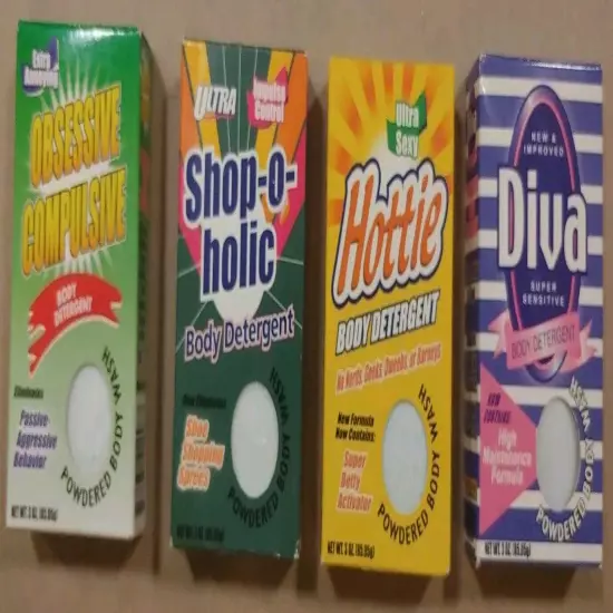 4 Boxes Novelty Powdered Body Detergent Wash Gag Gift Stocking Stuffer 2002-2003