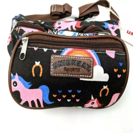 Pink BLACK Rainbow UNICORN Nylon Fanny Pack By Unionbay Union Bay Fannie Bag Zip