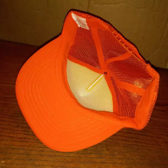 Vintage Keller Farms Farming Cap Hat Trucker Orange White Mesh Adjustable