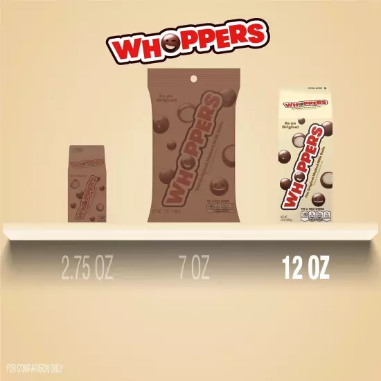 Whoppers Malted Milk Balls Candy, Box 12 oz