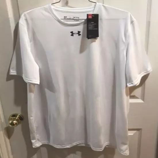 Under Armour 1305775-100 HeatGear Loose Men’s White Short Sleeve T-Shirt Size M