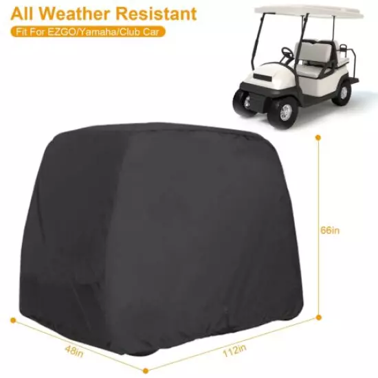 Waterproof Golf Cart Cover 4 Passengers Rain Storage for EZ GO Club Car Yamaha