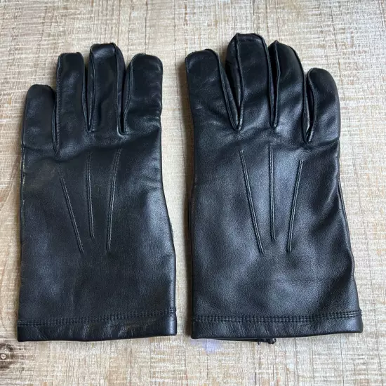 Lord & Taylor Mens Leather Gloves 100% Cashmere Lining Size S Black Driving Soft