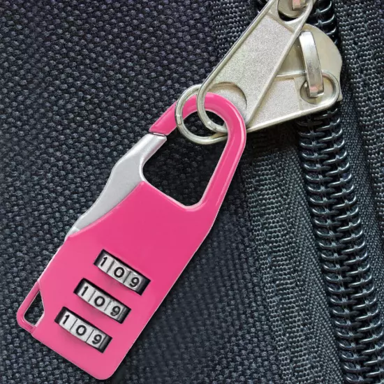 Mini 3 Digit Combination Padlock Zinc Alloy Travel Luggage Lock (Pink)