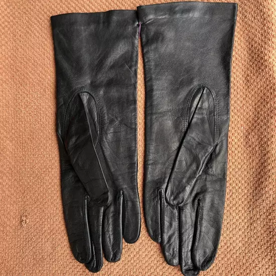 Ladies black 11 inch silk wind Italy gloves