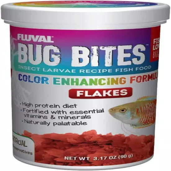 Fluval Bug Bites Color Enhancing Fish Food for Tropical Fish, Flakes for Small t