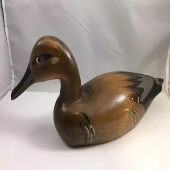 Vintage Hand Painted Wooden Duck Decoy 14" Figurine Mallard